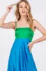 Green Colorblock Sleeveless Satin Dress sold by Pinkblush