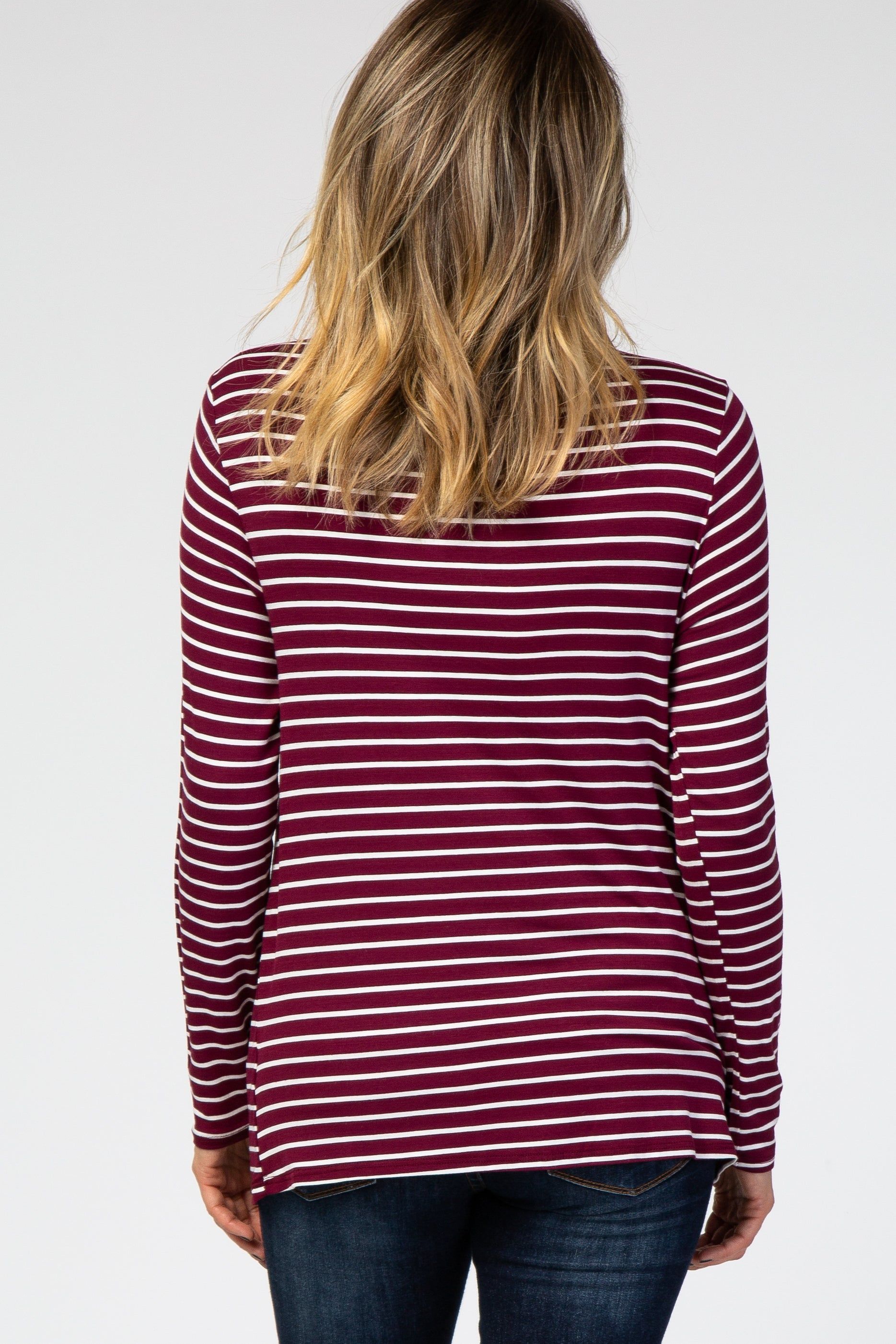 PinkBlush Burgundy Striped Layered Front Long Sleeve Nursing Top sold by Pinkblush product image thumbnail 3