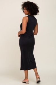 Black Soft Knit Sleeveless Midi Dress sold by Pinkblush