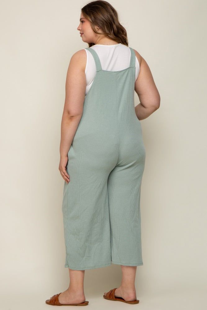 Mint Green Ribbed Maternity Plus Wide Leg Jumpsuit sold by Pinkblush product image thumbnail 3