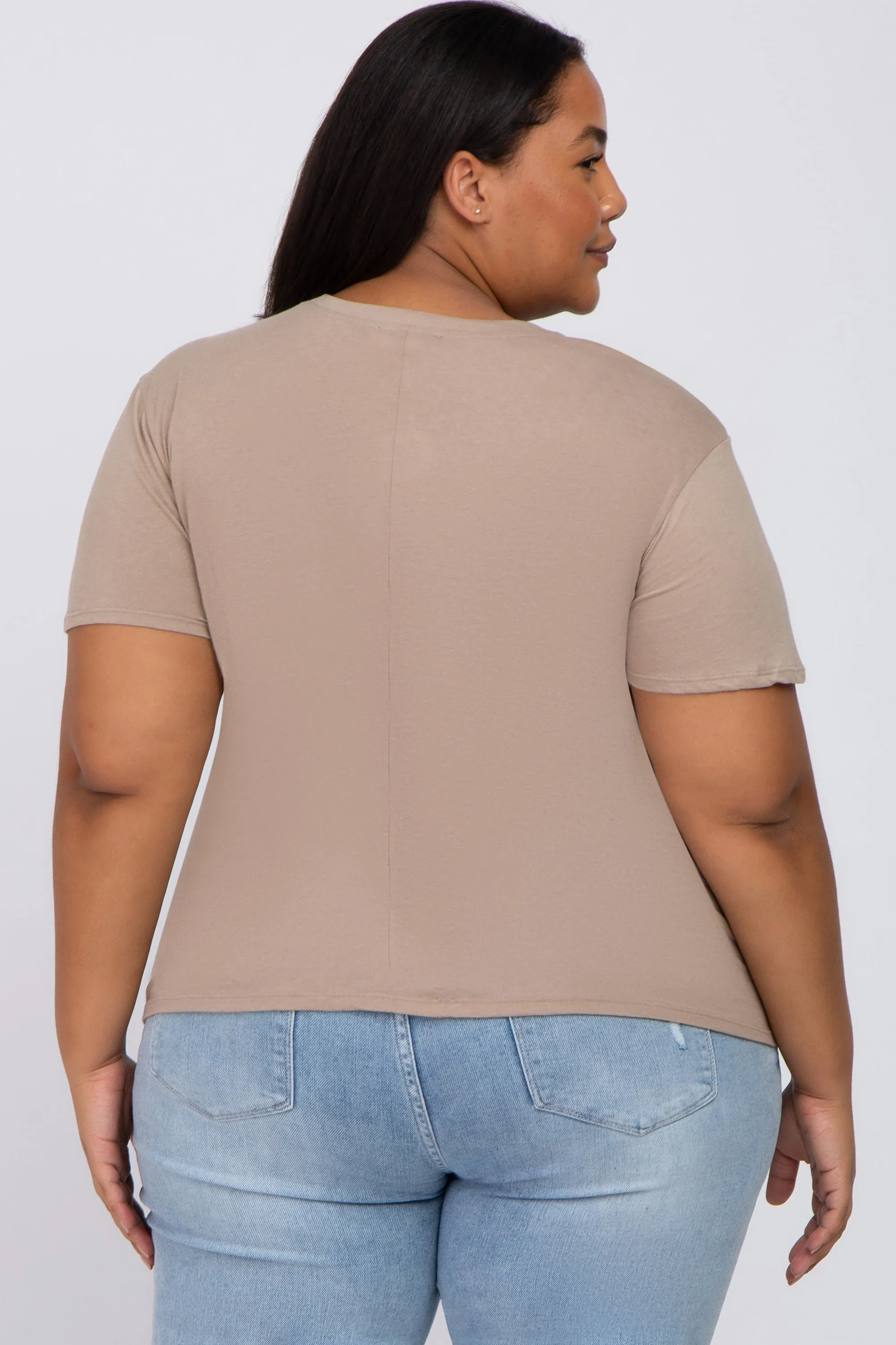 Mocha Solid Short Sleeve Plus Maternity Top sold by Pinkblush product image thumbnail 3