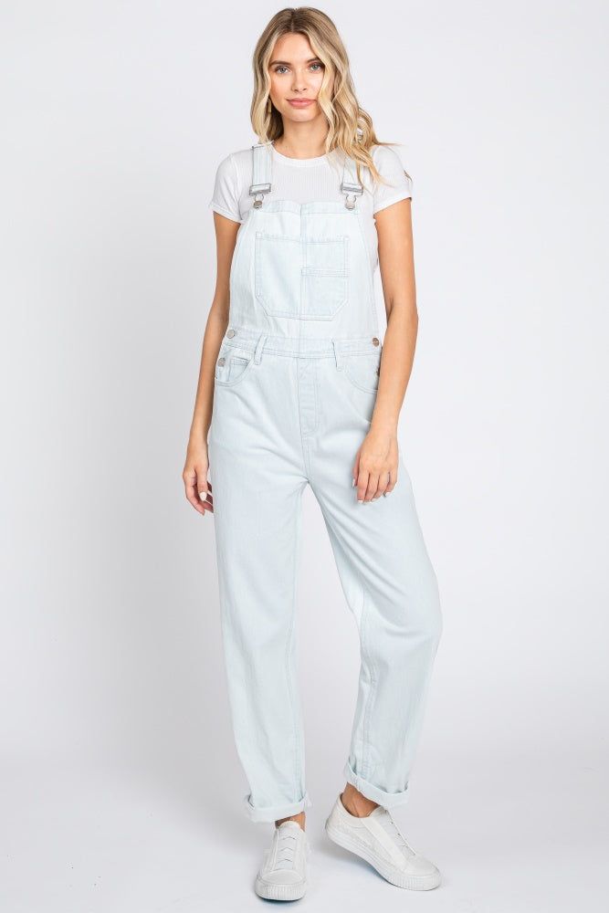 Light Blue Cuffed Denim Maternity Overalls sold by Pinkblush product image thumbnail 5