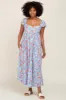 Light Blue Floral Back Cutout Midi Dress sold by Pinkblush