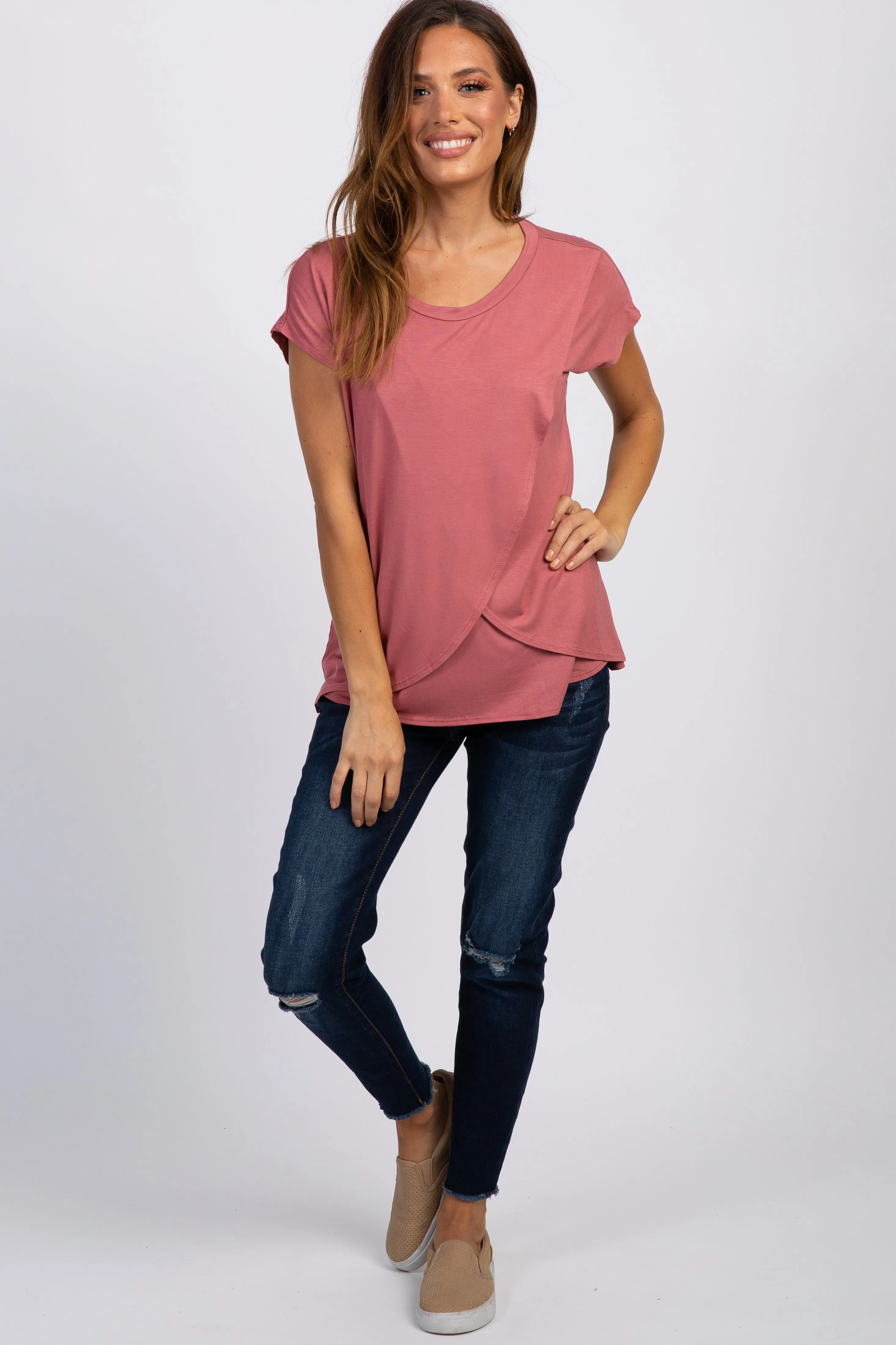 Mauve Layered Wrap Front Nursing Top sold by Pinkblush product image thumbnail 5