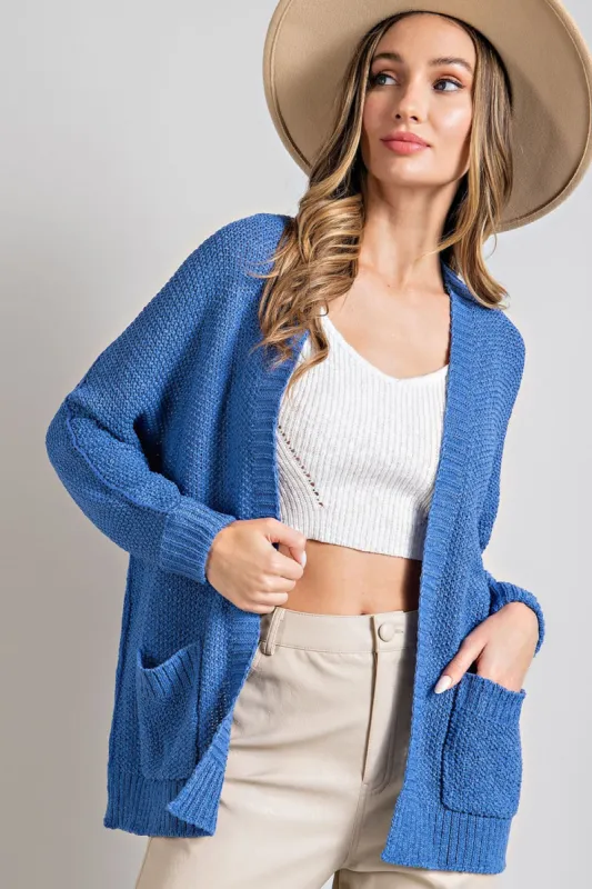 Blue Cuff Sleeve Cardigan sold by Pinkblush