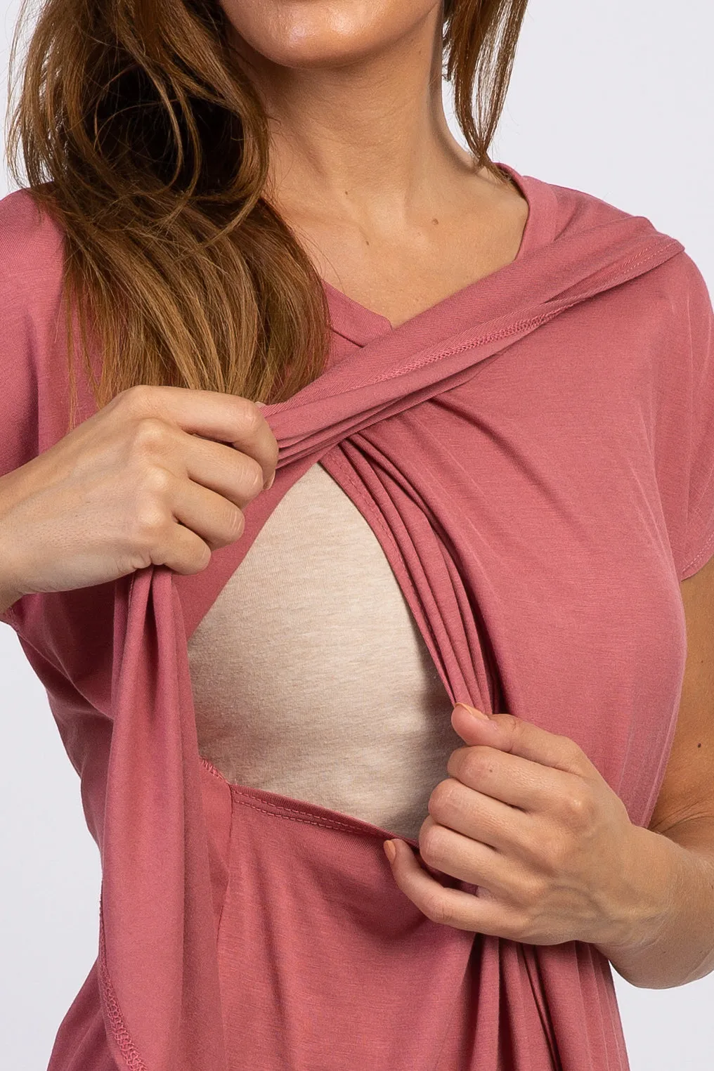 Mauve Layered Wrap Front Nursing Top sold by Pinkblush product image thumbnail 4