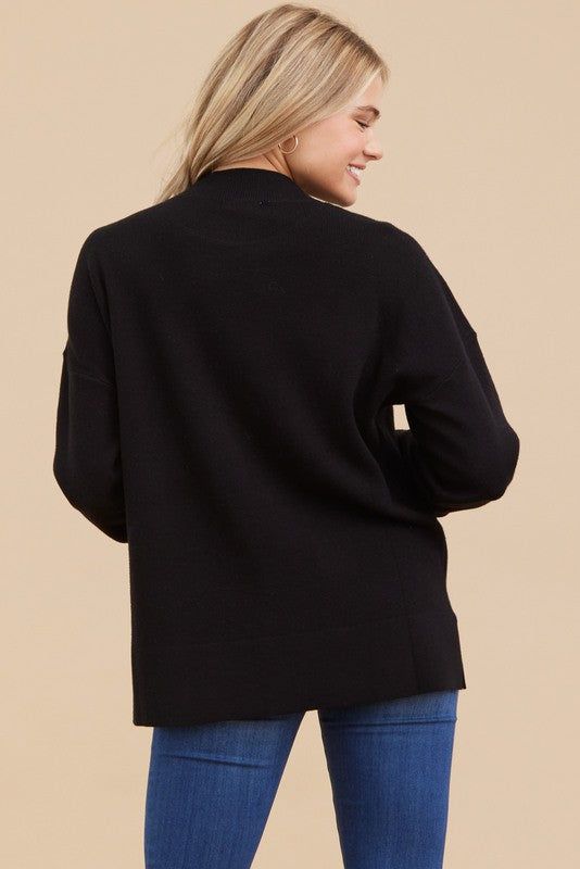 Black Knit Mock Neck Long Sleeve Top sold by Pinkblush product image thumbnail 2