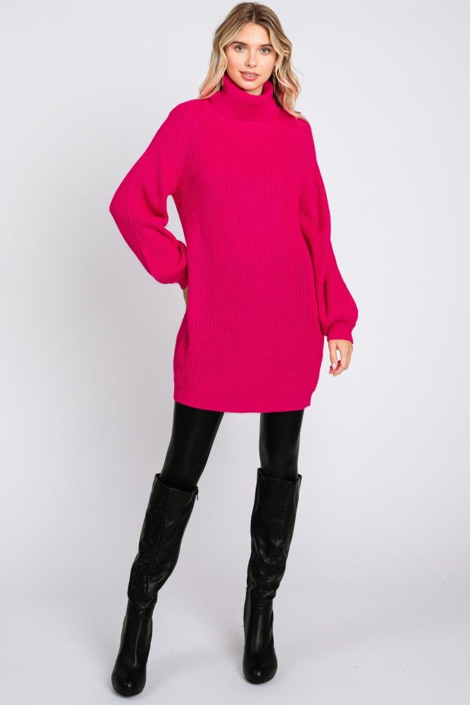 Fuchsia Turtleneck Sweater Mini Dress sold by Pinkblush