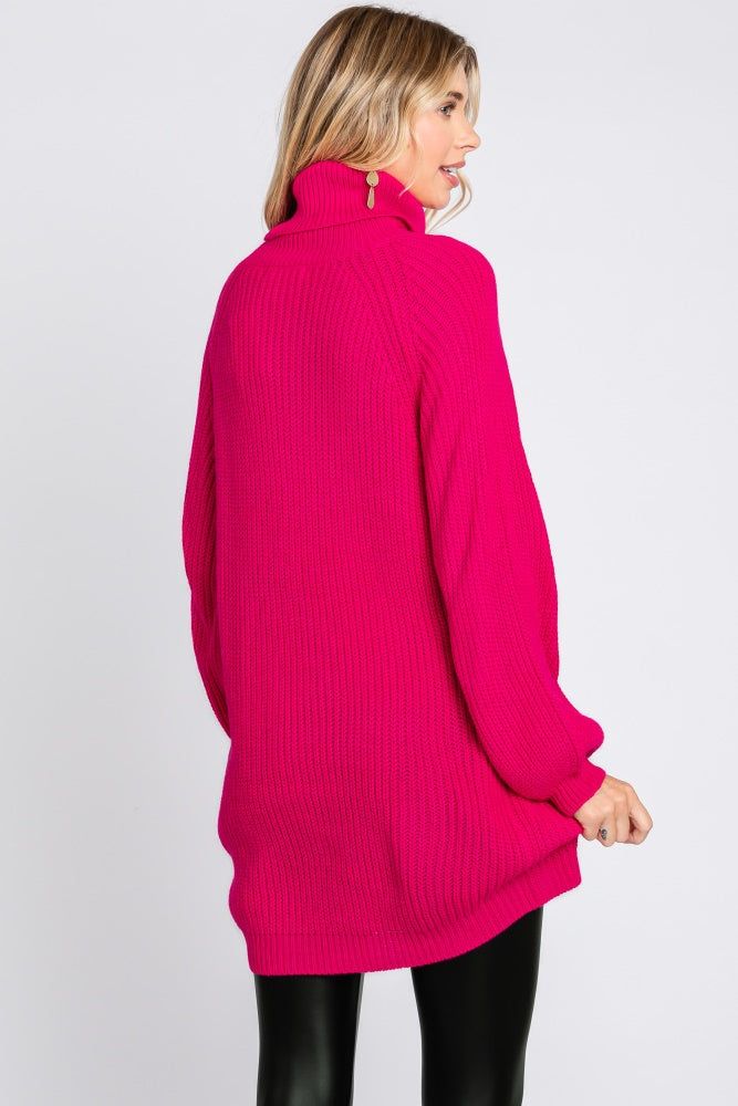 Fuchsia Turtleneck Sweater Mini Dress sold by Pinkblush product image thumbnail 2