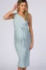 Light Blue One Shoulder Fitted Maternity Midi Dress sold by Pinkblush