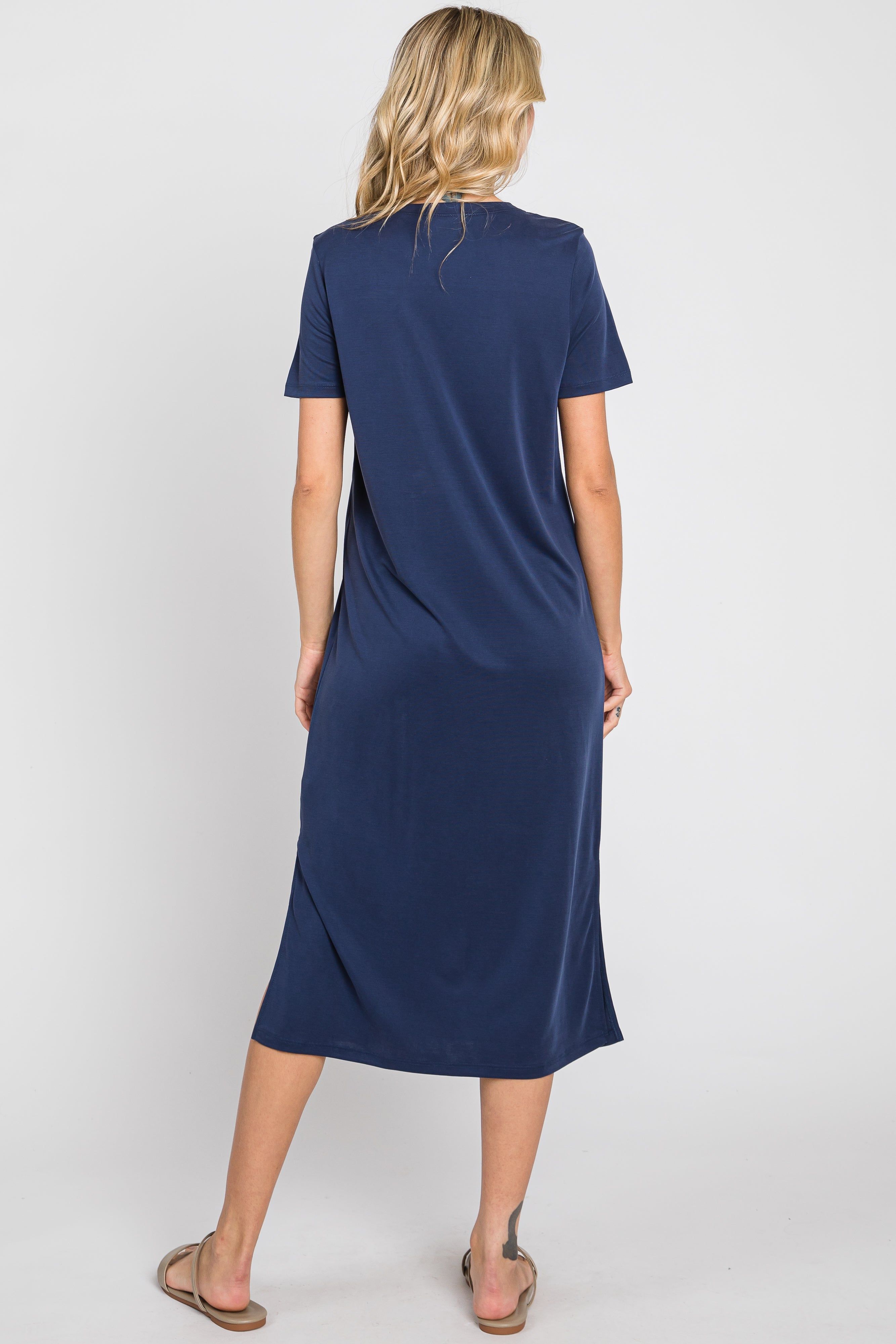 Navy Midi T-Shirt Dress sold by Pinkblush product image thumbnail 3