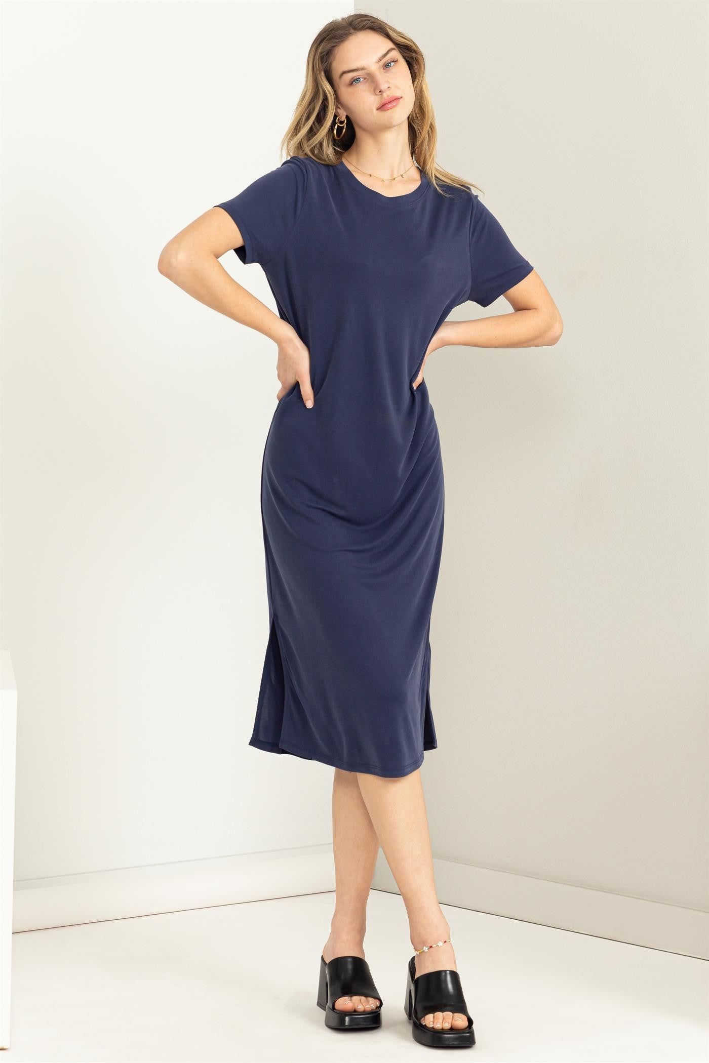 Navy Midi T-Shirt Dress sold by Pinkblush product image thumbnail 4
