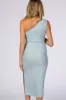 Light Blue One Shoulder Fitted Maternity Midi Dress sold by Pinkblush