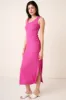 Fuchsia Ribbed Side Slit Maxi Dress sold by Pinkblush