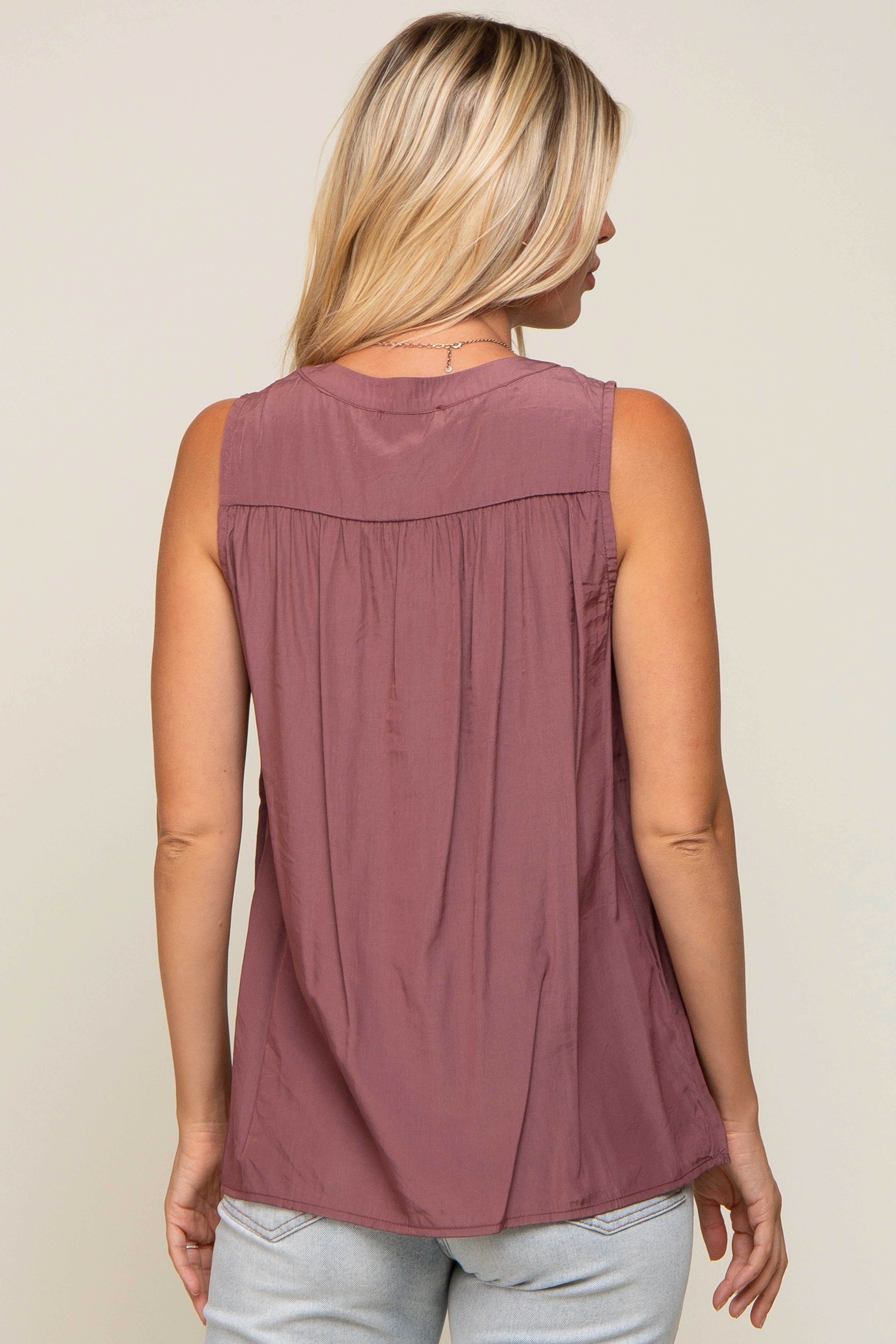 Mauve Sleeveless Front Button Top sold by Pinkblush product image thumbnail 3