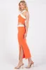 Orange Colorblock Knit Crop Top Skirt Set sold by Pinkblush