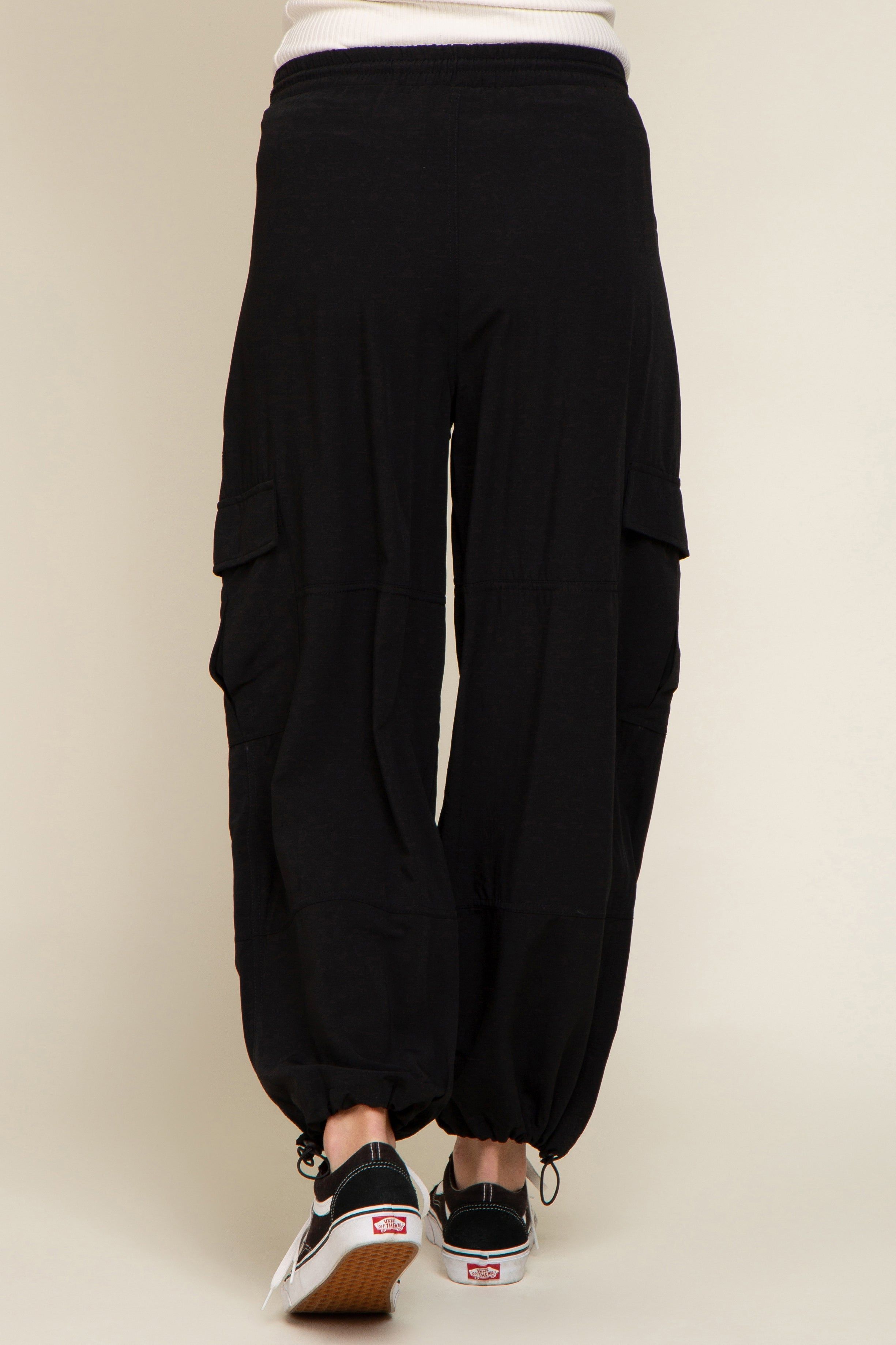 Black Drawstring Waist Maternity Cargo Pants sold by Pinkblush product image thumbnail 5