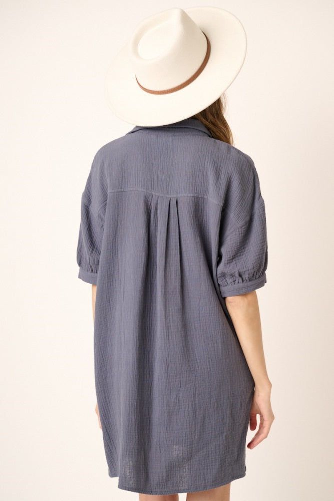 Navy Mini Shirt Dress sold by Pinkblush product image thumbnail 4