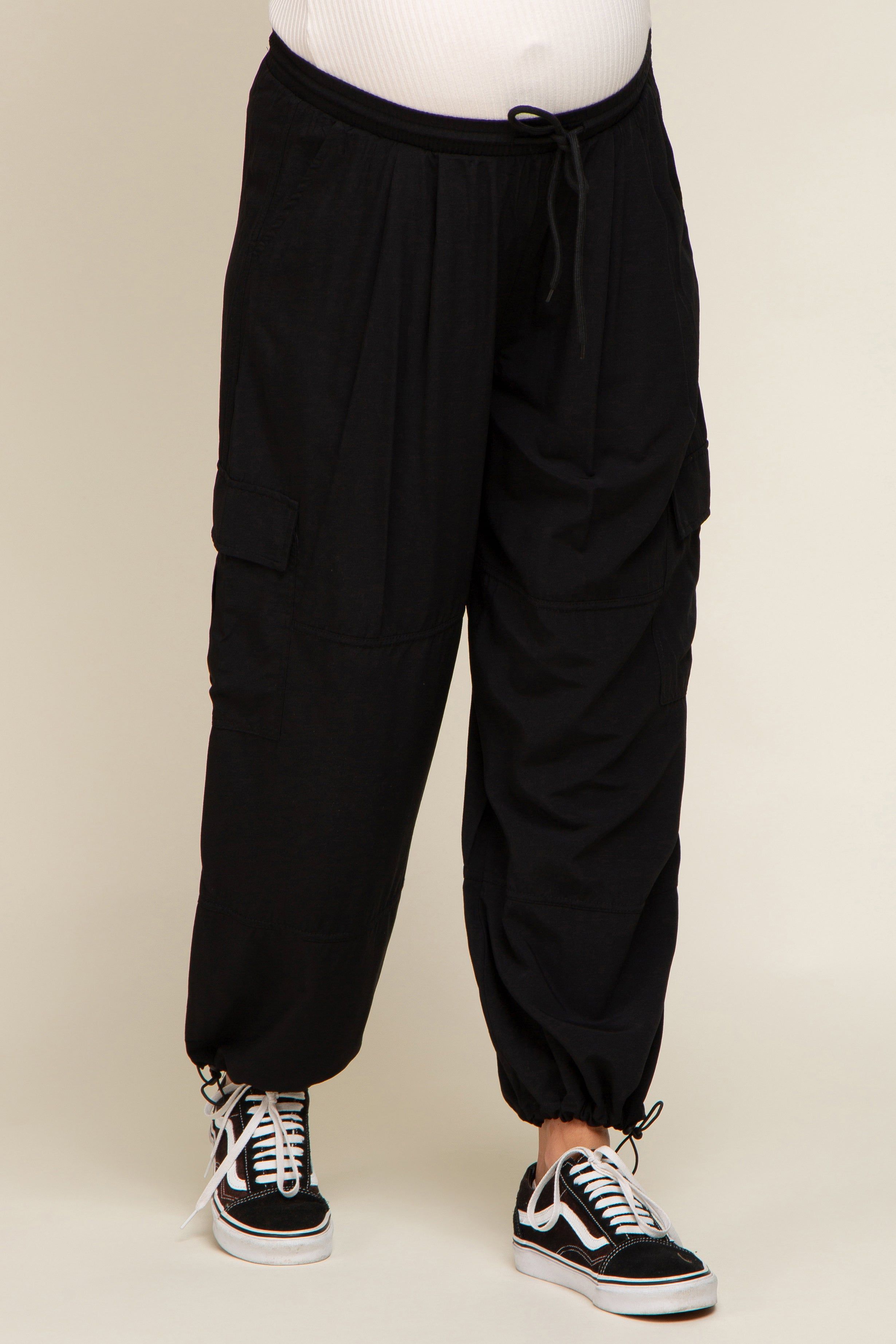 Black Drawstring Waist Maternity Cargo Pants sold by Pinkblush product image thumbnail 3