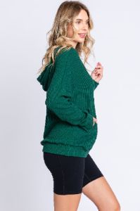 Forest Green Ribbed Hooded Wrap Long Sleeve Top sold by Pinkblush