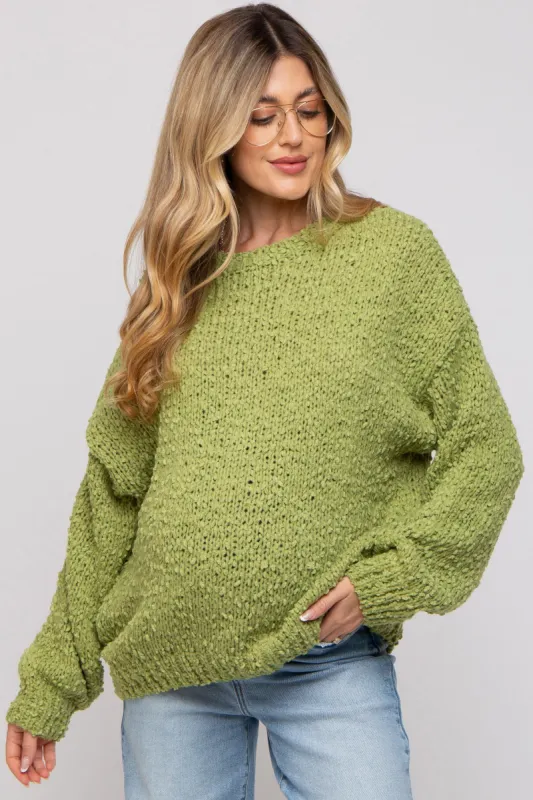 Lime Chunky Loose Knit Maternity Sweater sold by Pinkblush