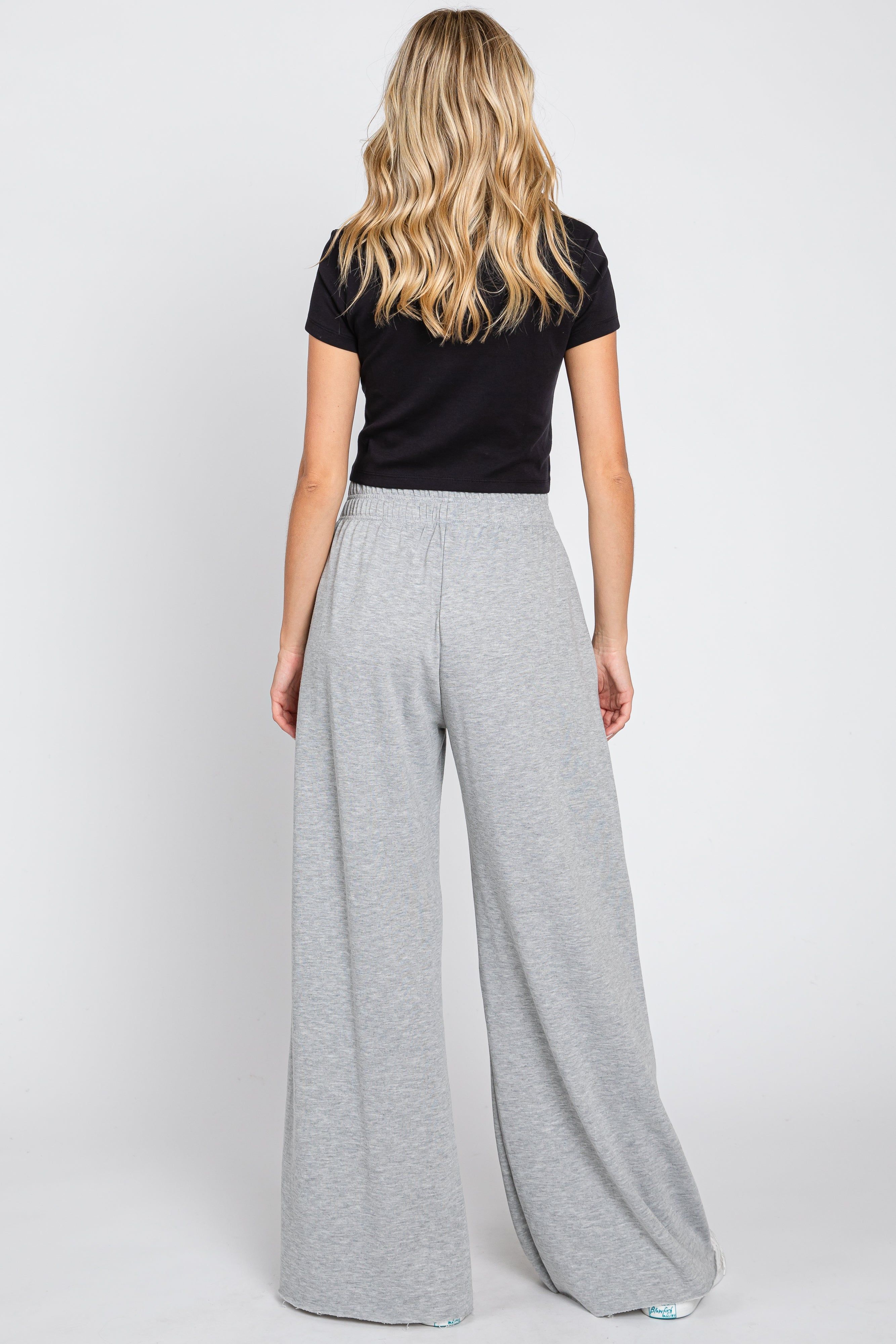 Heather Grey Soft Fleece Wide Leg Lounge Pants sold by Pinkblush product image thumbnail 3
