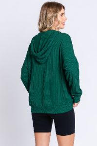 Forest Green Ribbed Hooded Wrap Long Sleeve Top sold by Pinkblush