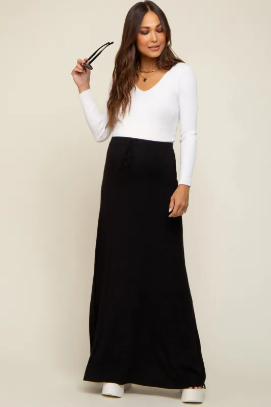 Black Front Tie Accent Maternity Maxi Skirt sold by Pinkblush