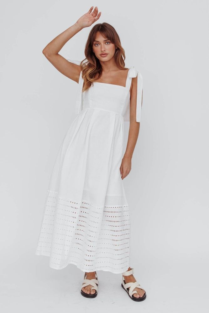 White Shoulder Strap Hole Detail Skirt Maxi Dress sold by Pinkblush