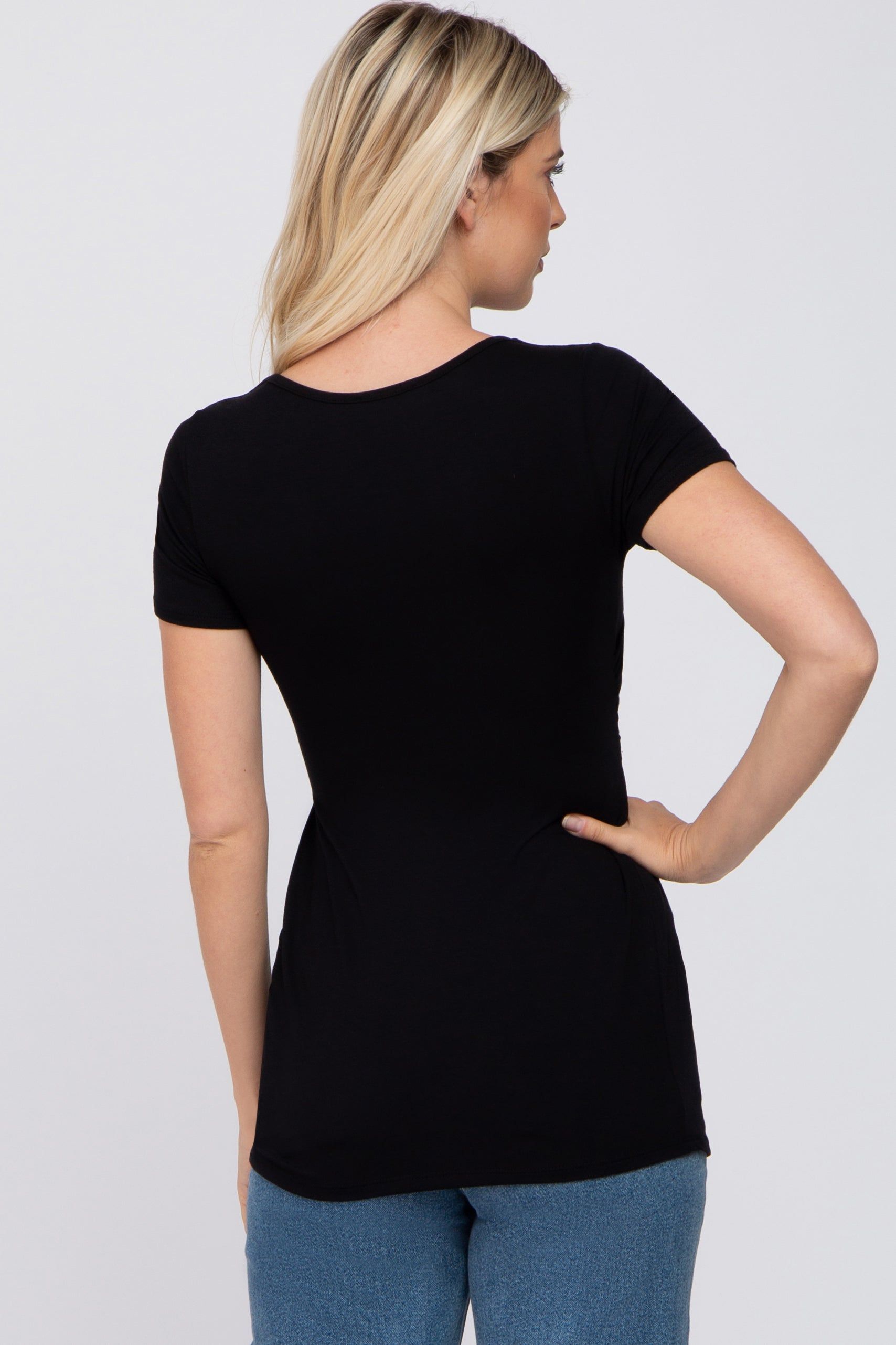 Black Crossover Nursing Top sold by Pinkblush product image thumbnail 3