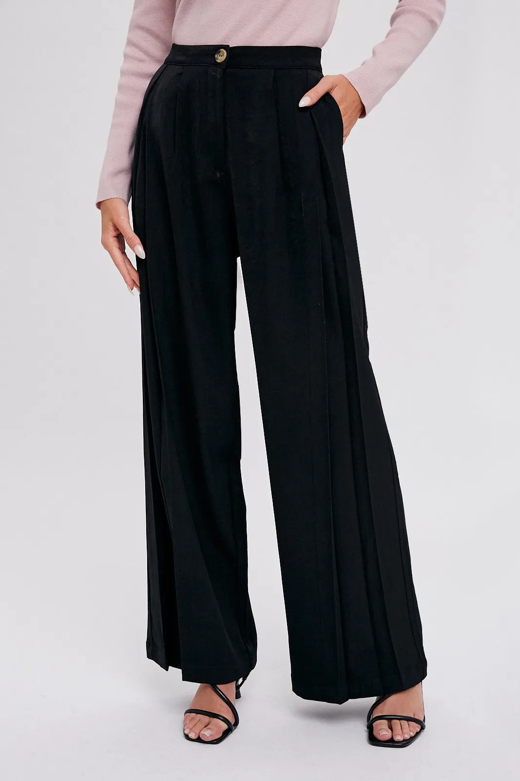 Black Pintuck Wide Leg Pants sold by Pinkblush product image thumbnail 3