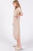 Beige Ribbed Short Sleeve Midi Dress sold by Pinkblush