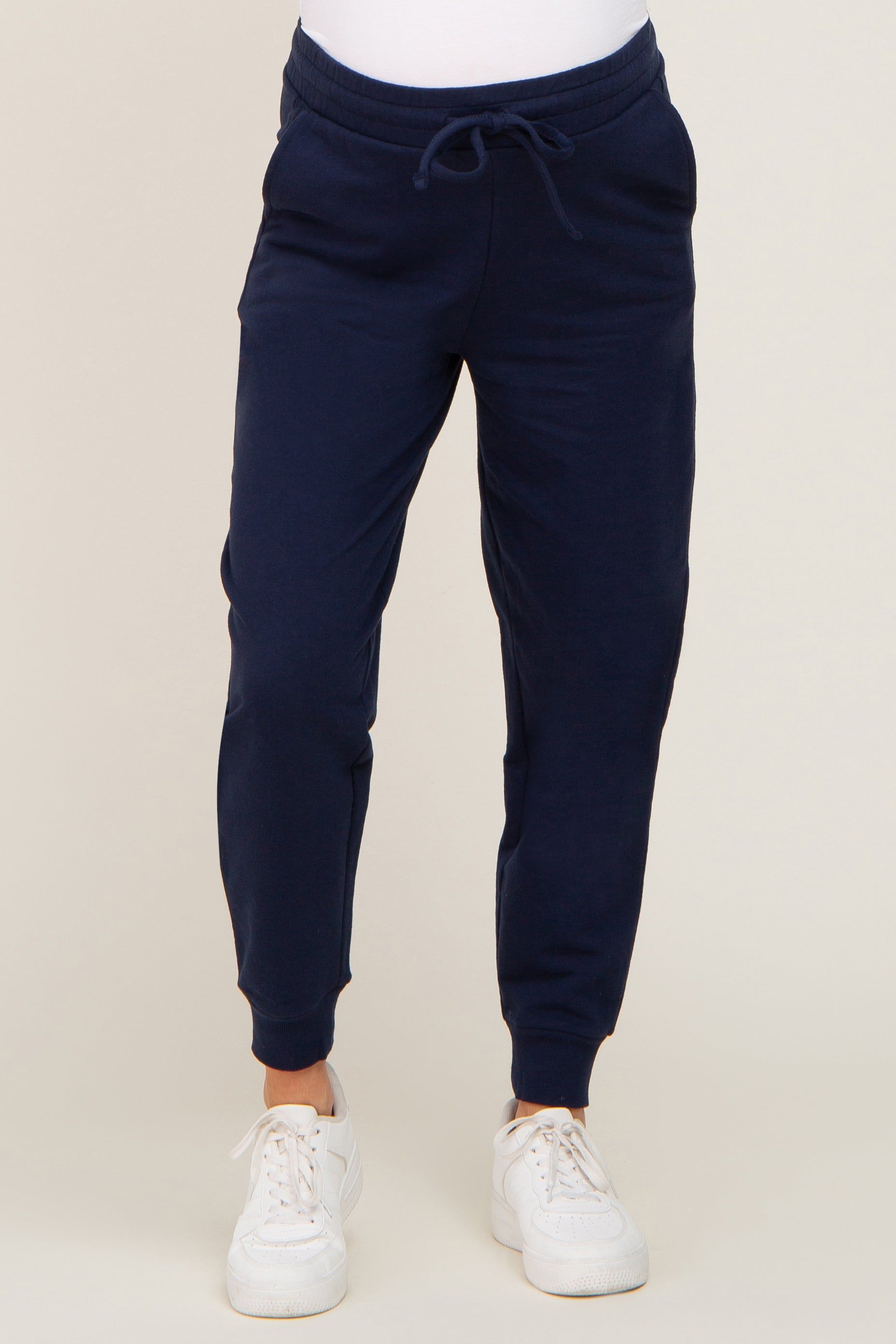 Navy Basic Drawstring Maternity Sweatpants sold by Pinkblush product image thumbnail 2