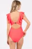 Coral Pink Cutout Flutter One Piece Swimsuit sold by Pinkblush