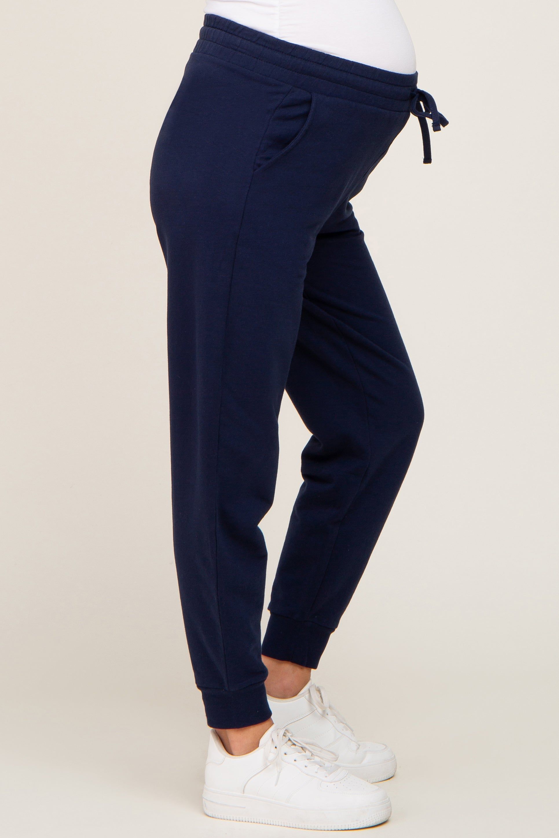 Navy Basic Drawstring Maternity Sweatpants sold by Pinkblush product image thumbnail 3