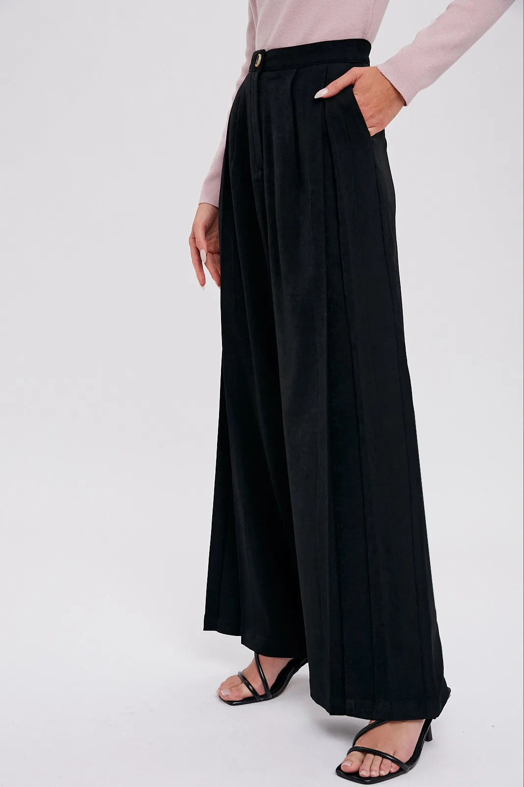 Black Pintuck Wide Leg Pants sold by Pinkblush product image thumbnail 5