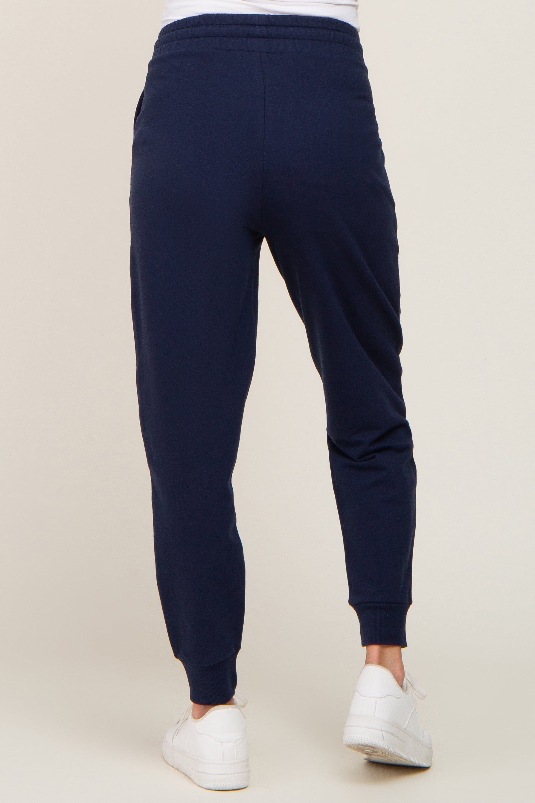Navy Basic Drawstring Maternity Sweatpants sold by Pinkblush product image thumbnail 4