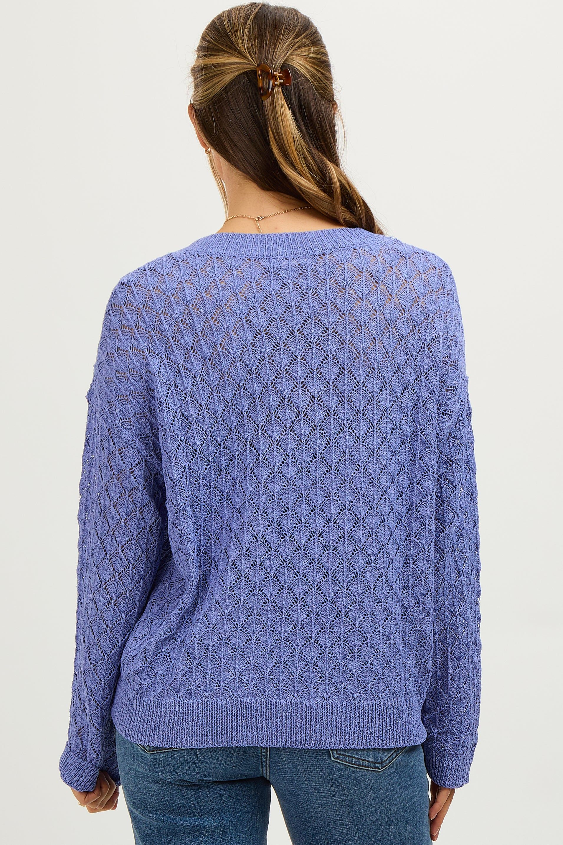 Periwinkle Diamond Open Knit Maternity Top sold by Pinkblush product image thumbnail 3