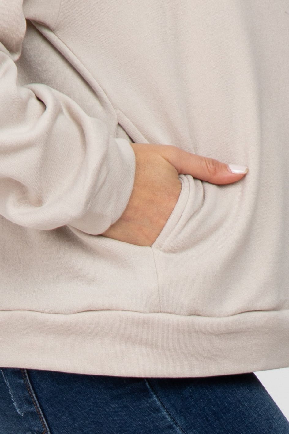 Beige Soft Fuzzy Lining Maternity Sweatshirt sold by Pinkblush product image thumbnail 4