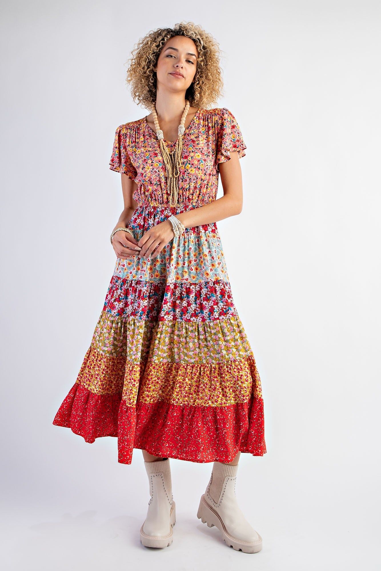 Multi Rose Mix N Match Print Maxi Dress sold by Pinkblush product image thumbnail 2