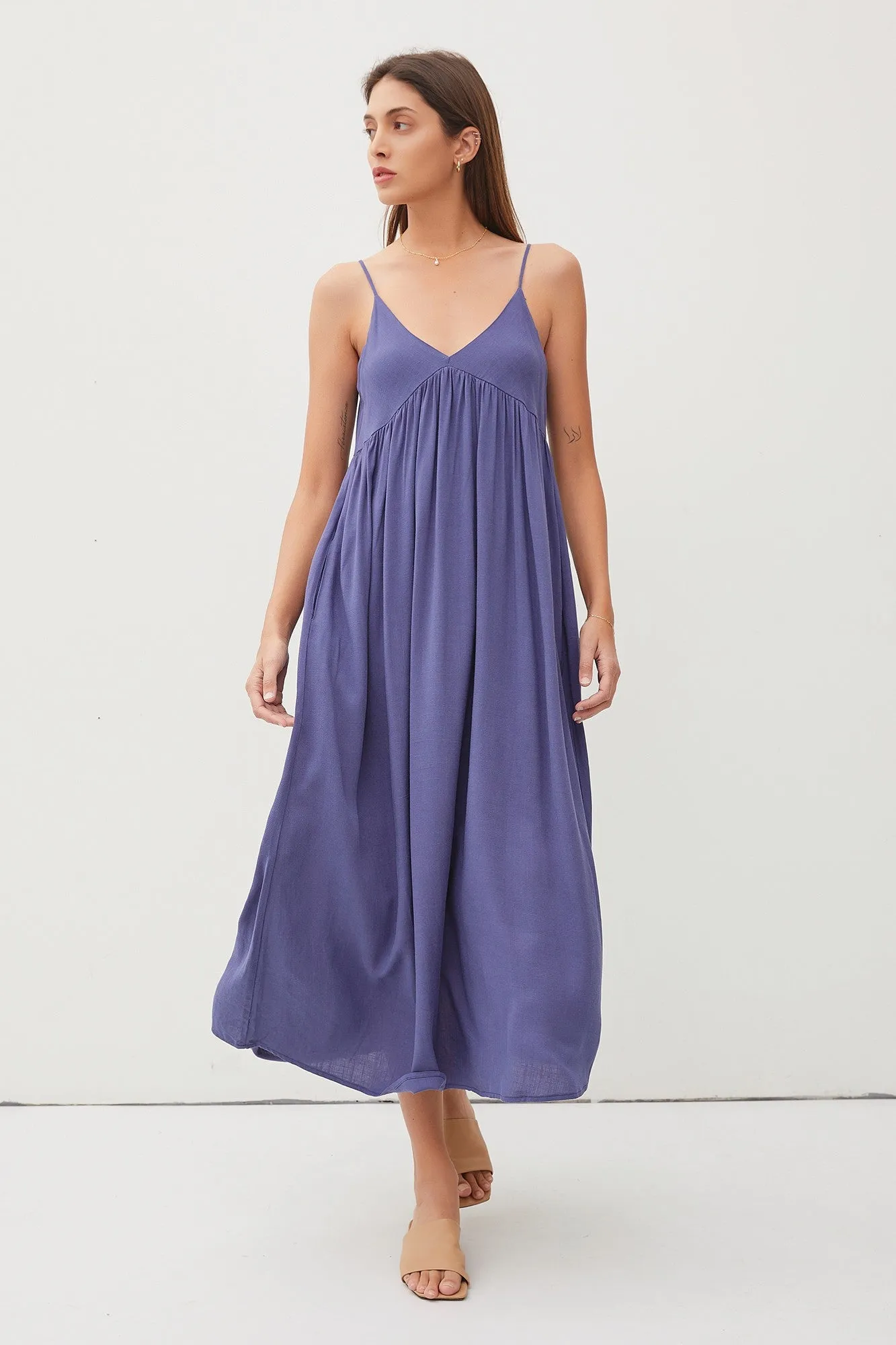 Blue Sleeveless V-Neck Midi Dress sold by Pinkblush