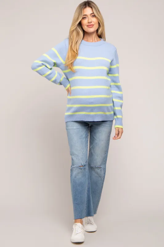 Light Blue Neon Striped Maternity Sweater sold by Pinkblush