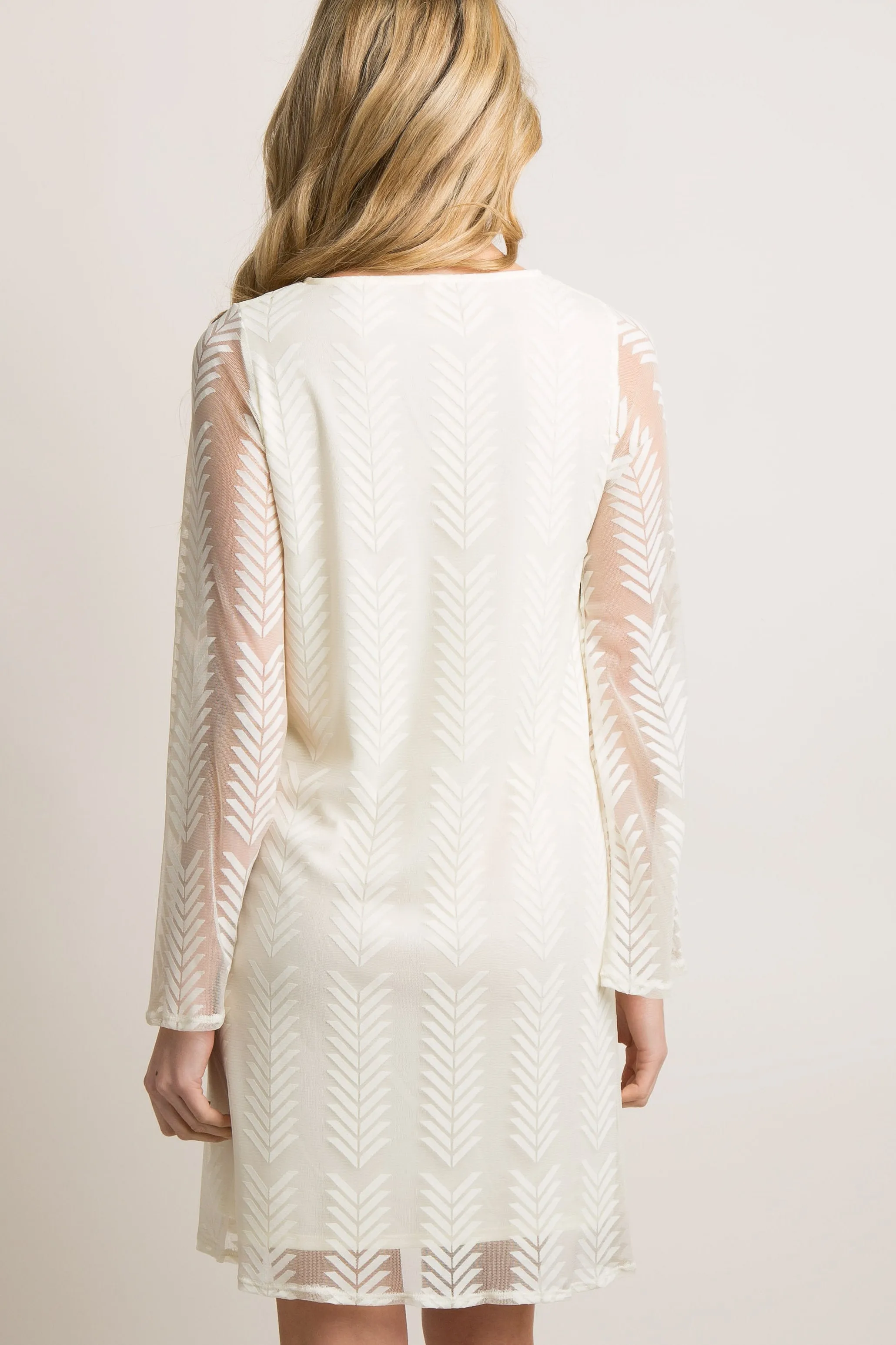 PinkBlush Ivory Chevron Mesh Overlay Maternity Dress sold by Pinkblush product image thumbnail 4