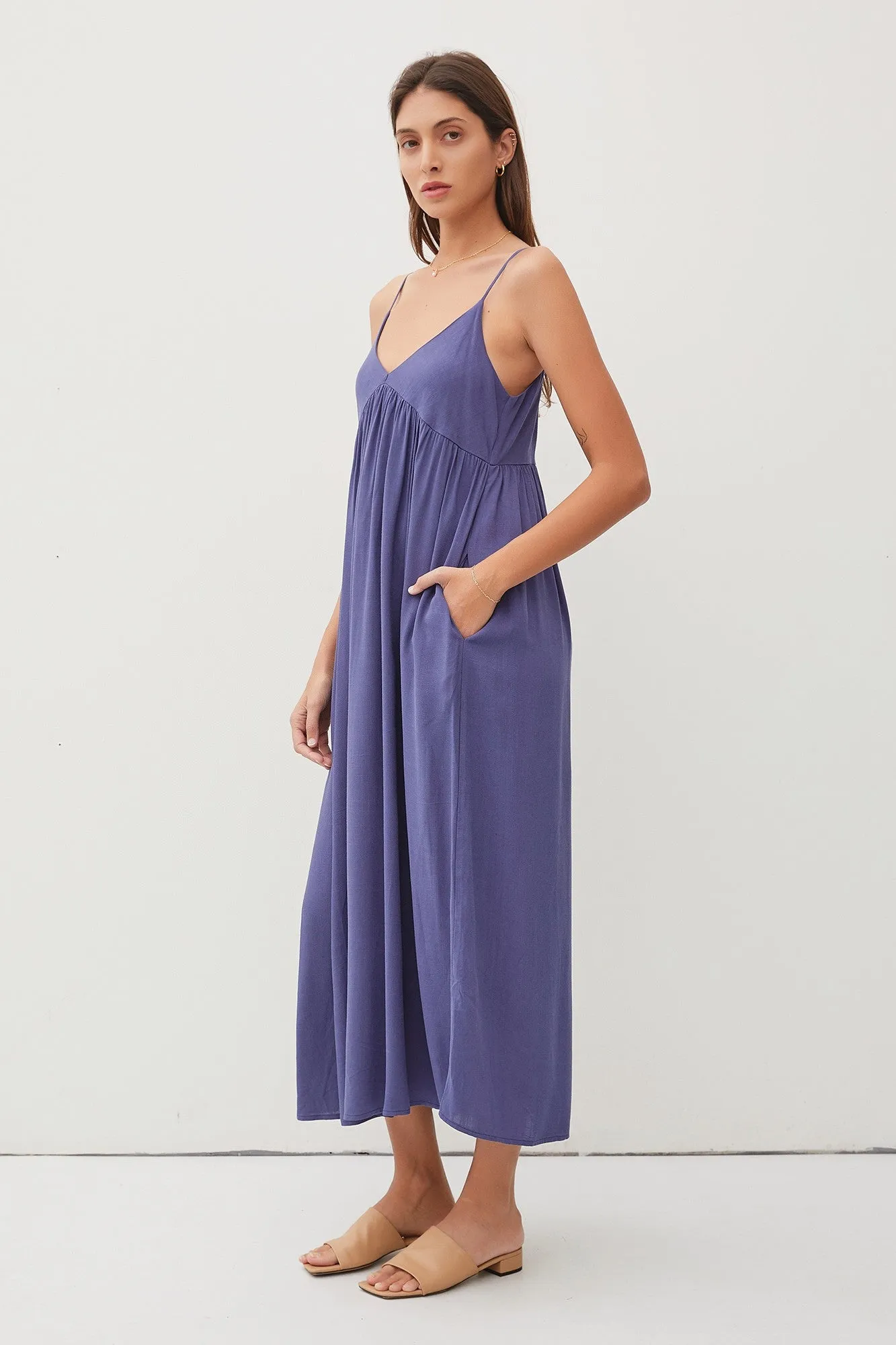Blue Sleeveless V-Neck Midi Dress sold by Pinkblush product image thumbnail 2
