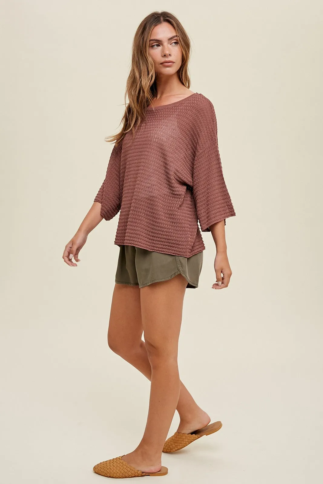 Burgundy Knit Short Sleeve Top sold by Pinkblush product image thumbnail 3
