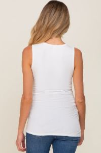 Ivory Ruched Side Maternity Tank Top sold by Pinkblush