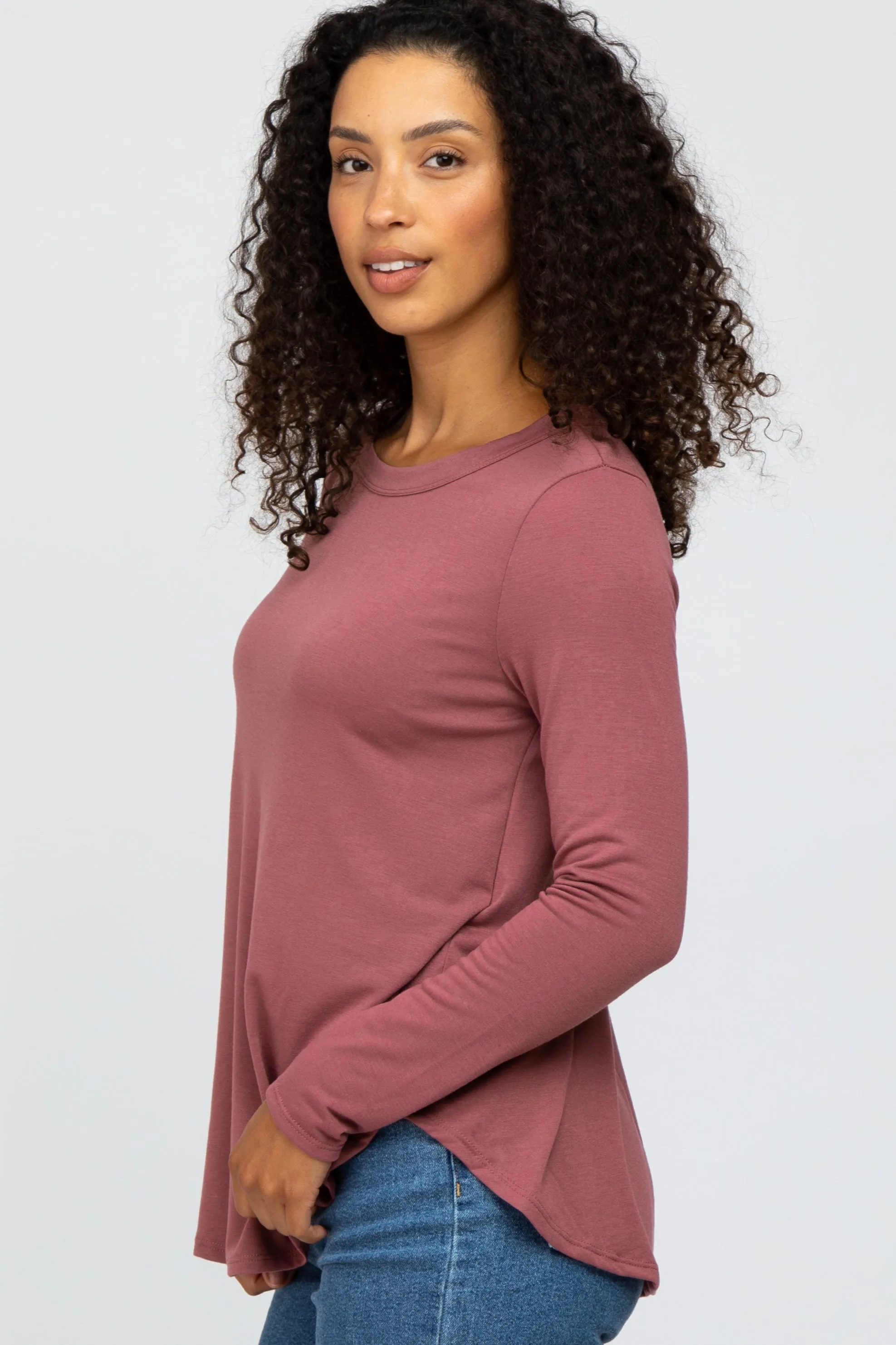 Dark Mauve Basic Long Sleeve Top sold by Pinkblush product image thumbnail 2