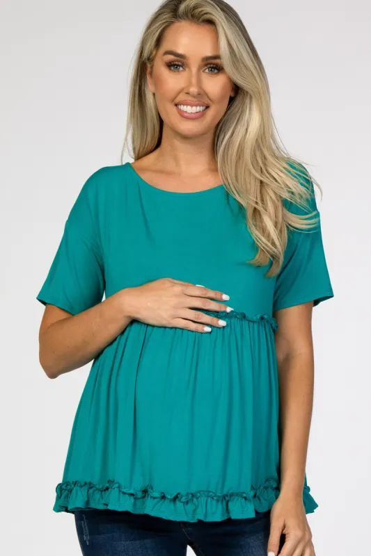 Jade Lettuce Trim Maternity Top sold by Pinkblush
