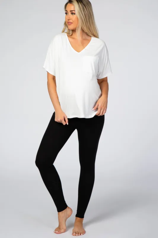 Black Foldover Waistband Maternity Leggings sold by Pinkblush