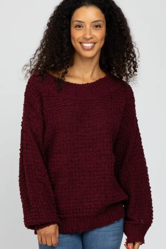 Burgundy Chunky Knit Sweater sold by Pinkblush